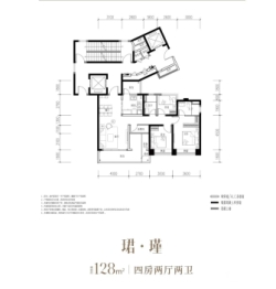 保利·梅溪天珺4室2厅1厨2卫建面128.00㎡