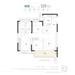 联投花山河3室2厅1厨2卫建面109.00㎡