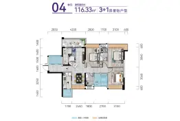 祥和学府二期.喜樾4室2厅1厨2卫建面116.33㎡