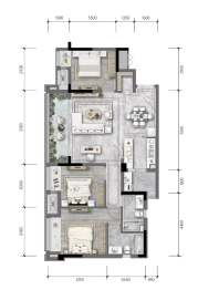 重庆西岸3室2厅1厨2卫建面99.00㎡