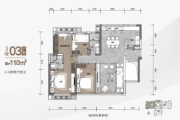 誉景峰3室2厅1厨2卫建面110.00㎡