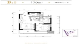 绿城春江明月2室2厅1厨1卫建面70.00㎡