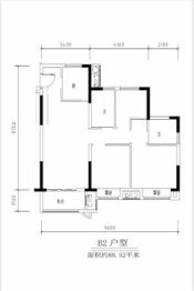 大众馨苑3室2厅1厨2卫建面89.00㎡