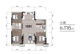  Longhu · Jieqian 3 rooms, 2 halls, 1 kitchen, 2 sanitary surfaces 116.00 ㎡