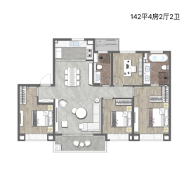 杨浦城投·悦江湾4室2厅1厨2卫建面142.00㎡