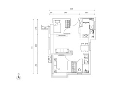 万科东庐2室1厅1厨1卫建面65.00㎡