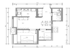 万科东庐2室2厅1厨1卫建面65.00㎡