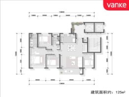 万科古翠隐秀4室2厅1厨2卫建面125.00㎡