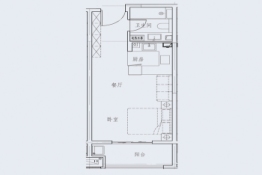 GZ386地块1室1厅1厨1卫建面55.00㎡