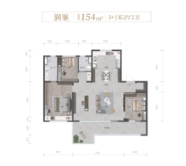 凤鸣润府4室2厅1厨2卫建面154.00㎡