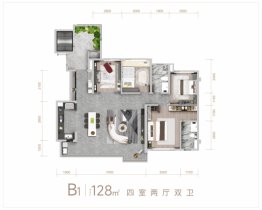 龙湖天府·青云阙4室2厅1厨2卫建面128.00㎡