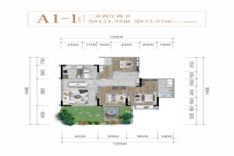 中欧云墅3室2厅1厨2卫建面124.90㎡