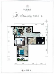 中恒公园华府2室2厅1卫建面85.52㎡