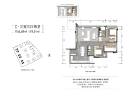 金鹏·春晓蘭庭3室3厅1厨2卫建面116.39㎡