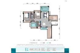 城市四季花园4室2厅1厨2卫建面107.00㎡