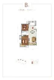 东湖嘉庭2室2厅1厨1卫建面91.09㎡