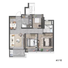 象屿交控·中环云悦府3室2厅1厨1卫建面87.0㎡