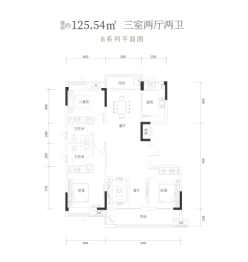 联投·玖玺台3室2厅1厨2卫建面125.54㎡