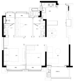 中企·云启春申3室2厅1厨2卫建面96.00㎡