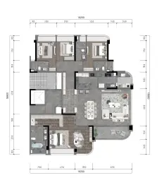 香港置地启元4室3厅1厨4卫建面245.0㎡