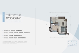 嘉亿欣·名筑1室1厅1厨1卫建面56.09㎡