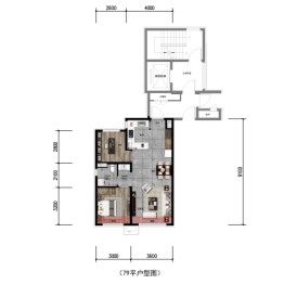 万科浑南新都心2室2厅1厨1卫建面79.00㎡