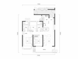 万科·民安 雲河锦上3室2厅1厨2卫建面102.00㎡