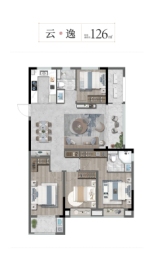雪峰润园4室2厅1厨2卫建面126.00㎡