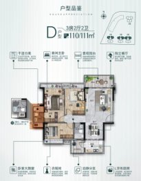 中山火炬城建·香晖翠园3室2厅1厨2卫建面110.00㎡