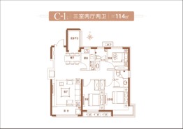 公园壹号·诚园3室2厅1厨2卫建面114.00㎡