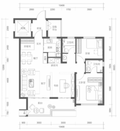 方程·华街左岸E区3室2厅1厨2卫建面121.00㎡