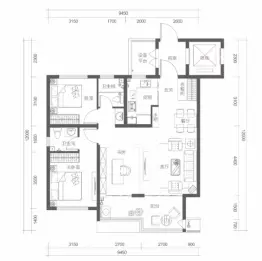 方程·华街左岸E区3室2厅1厨2卫建面119.00㎡