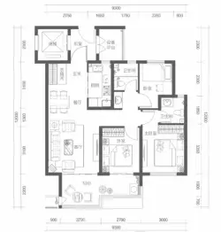 方程·华街左岸E区3室2厅1厨2卫建面112.00㎡