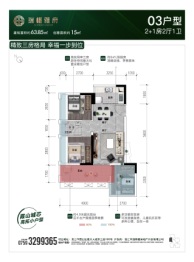 瑞椹雅府2室2厅1厨1卫建面63.85㎡