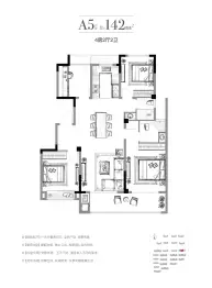 印象巢湖4室2厅1厨2卫建面142.0㎡