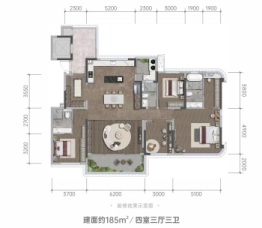 麓湖西派臻境4室3厅1厨3卫建面185.00㎡