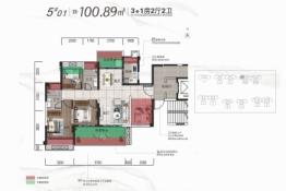 沃华 · 中兴广场3室2厅1厨2卫建面100.89㎡