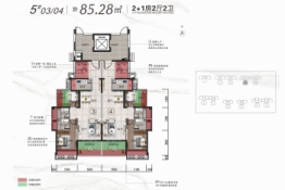 沃华 · 中兴广场2室2厅1厨2卫建面85.28㎡