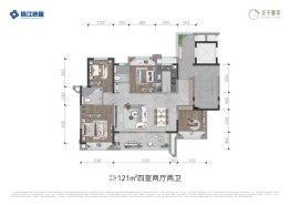 锦江统建 交子峯萃4室2厅1厨2卫建面121.00㎡