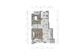 合景天汇四期2室2厅1厨1卫建面70.00㎡