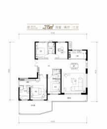 中国铁建西派玺悦4室2厅1厨3卫建面215.00㎡