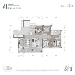 新希望锦粼湖院4室2厅1厨2卫建面141.00㎡