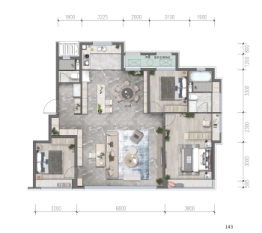 绿城·晓月晴川3室2厅1厨2卫建面143.00㎡