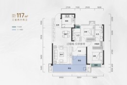 中国铁建·花语江南3室2厅1厨2卫建面117.00㎡