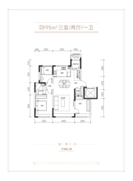 金地·时光印3室2厅1卫建面95.00㎡