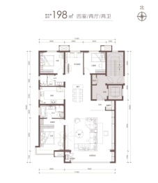 保利大都汇4室2厅1厨2卫建面198.00㎡