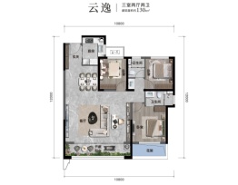 陕建·雁南云境3室2厅1厨2卫建面130.00㎡