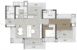 保利燕语堂悦2室2厅1厨2卫建面90.00㎡