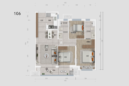 绿地光屿森林3室2厅1厨2卫建面106.00㎡