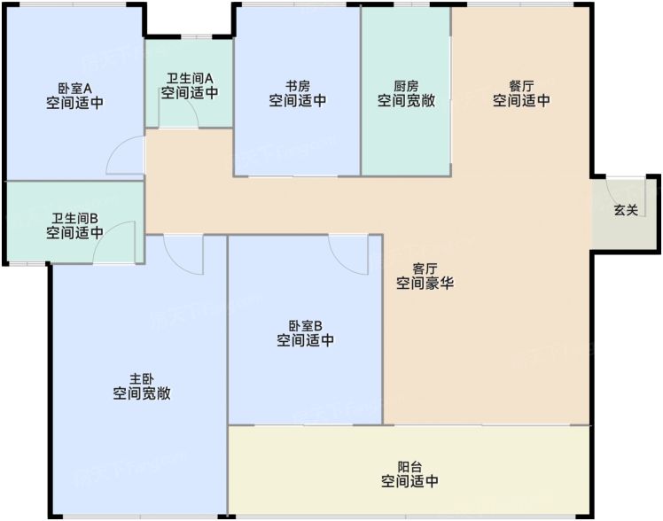 武汉融创光谷壹号院4室2厅2卫1厨136.00㎡户型图-武汉房天下